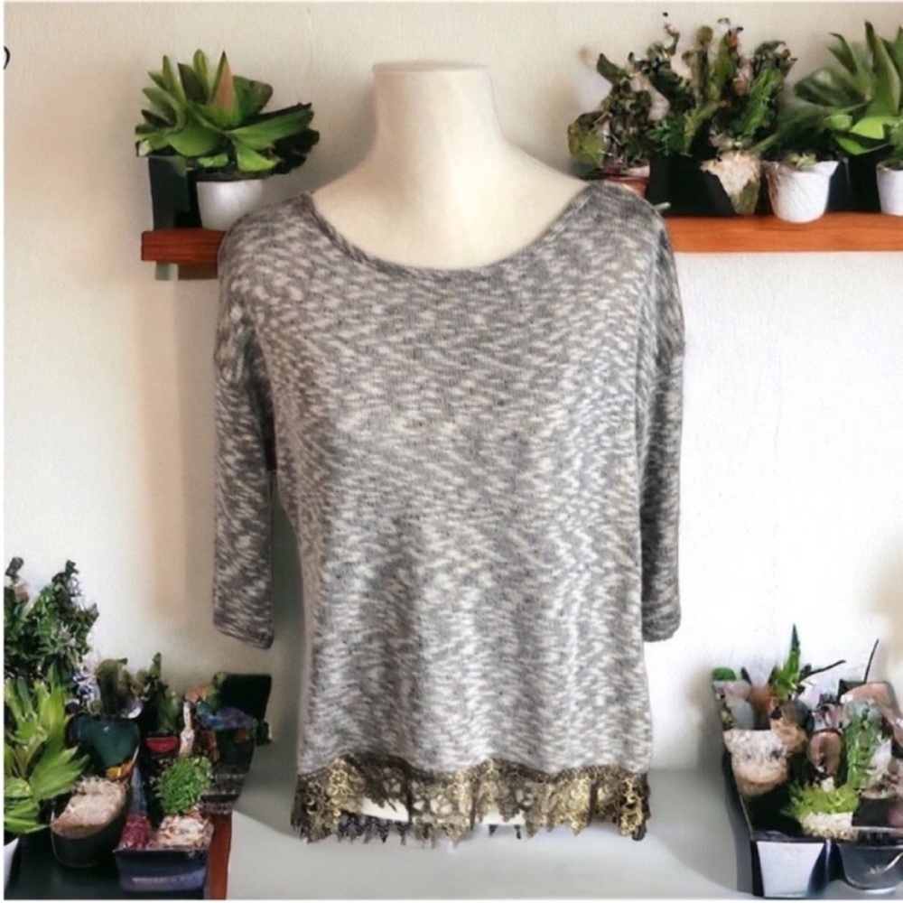 Alya Gray and Gold Long Sleeve Top